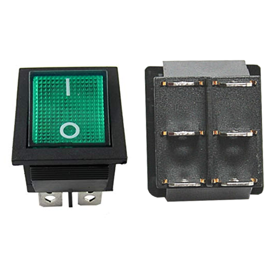Image sur 71853 - On/Off GREEN switch 120V / 6 Pins