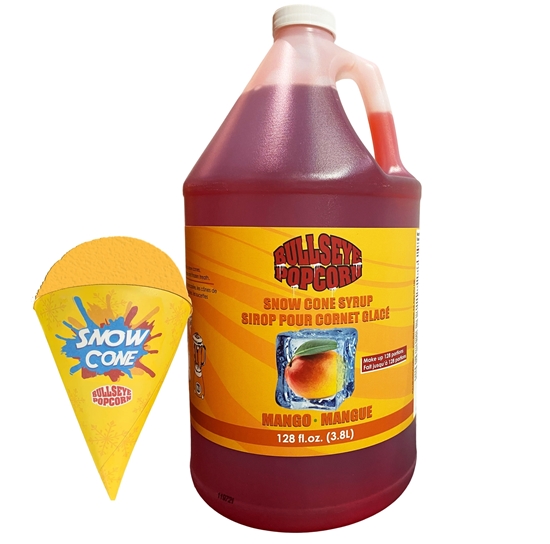 Image sur Bullseye popcorn - Sirop à cônes glacés saveur Mango 3.8L