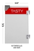 Glass door for 16oz Bullseye popcorn machine - right with dimensions