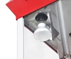 Red 4oz popcorn machine with cart - side view