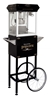 Black 4oz popcorn machine with cart - front view