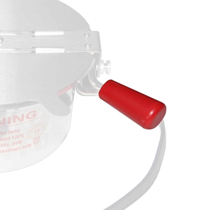 Red handle tip installed on kettle